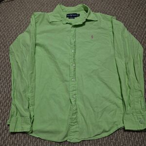 Ralph Lauren Mens Custom Fit Long Sleeve Button Down Shirt Light Green L